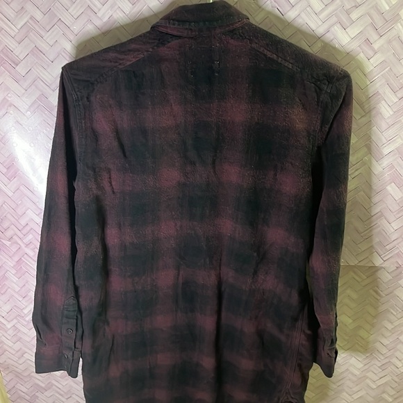 Wilfred Free cozy plaid extra long button down, purple and black- extra small​ - Picture 5 of 5
